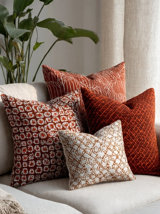 Terracotta Shweshwe Cushions set of 4