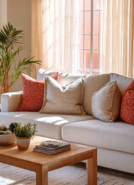 Terracotta Shweshwe Cushions set of 4