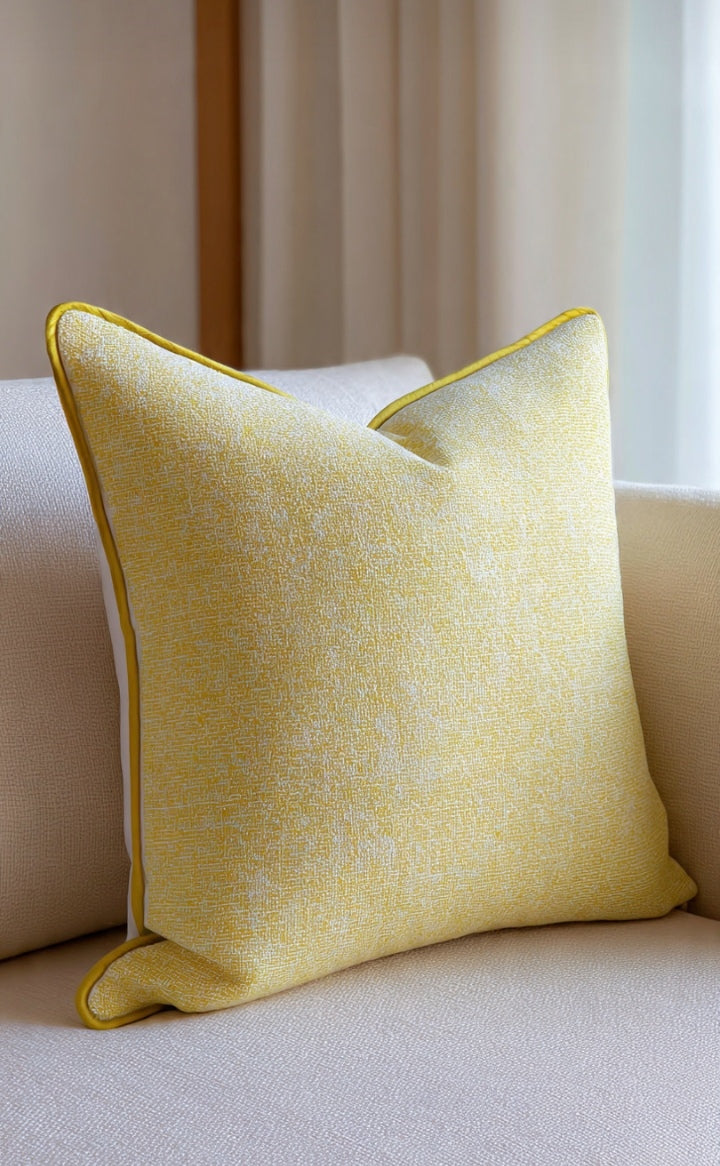 Set of 2 Cushion Pale yellow boucle